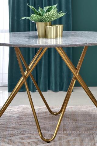 Стол обеденный HALMAR BONELLO серый мрамор/золотой 120