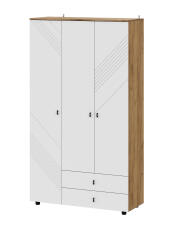 Шкаф NN Мебель (МС Байкал К) Дуб Золотой/Белый матовый, трехстворчатый (с ящиками) (SAFE)