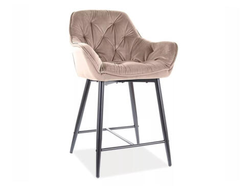 Стул барный SIGNAL CHERRY H-2 Velvet Bluvel 28 бежевый/черный мат