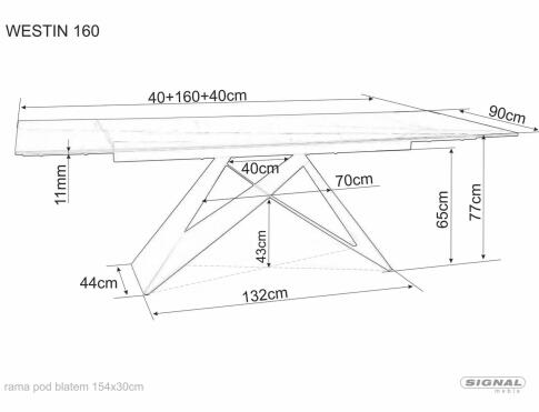 Стол обеденный SIGNAL WESTIN Ceramic Sahara Noir черный/черный мат 160-240/90