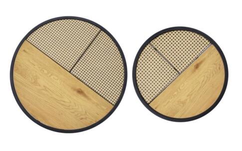 Комплект HALMAR GARMINA (2 стола журнальных) дуб золотой/черный