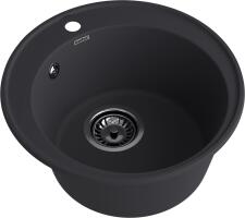 Кухонная мойка GRANFEST QUARZ Z-08 черный + сифон