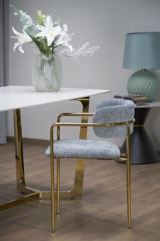 Стол обеденный HALMAR CLEMENTE белый мрамор/золотой 160/90