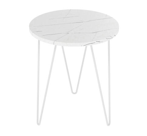 Стол журнальный Sheffilton SHT-CT79 белый мрамор/белый муар