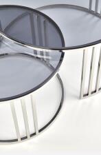 Комплект HALMAR MERCURY (2 стола журнальных) дымчатый/хром