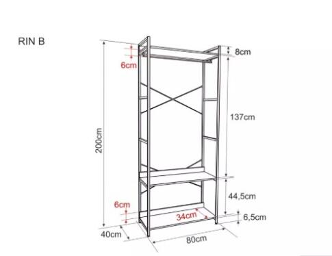 Стеллаж SIGNAL RIN B черный 200/80