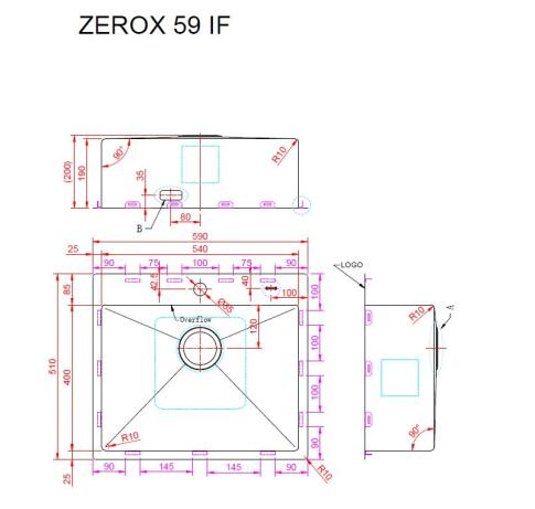 Мойка ZORG ZEROX 59 IF STEEL
