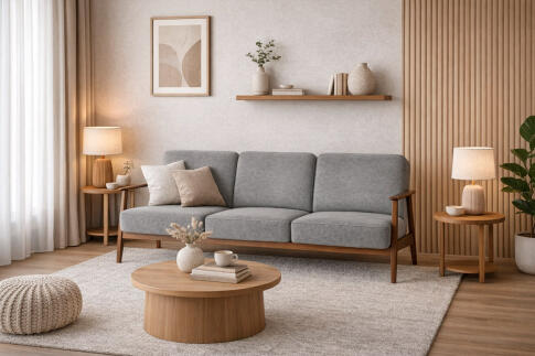 Диван HALMAR MILANO 3S tap. Castel 93 серый/орех