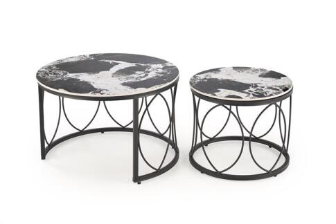Комплект HALMAR ALEXANDRA (2 стола журнальных) черный мрамор/черный