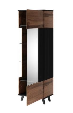 Шкаф-витрина HALMAR RANDOM W-1 дуб вотан/черный