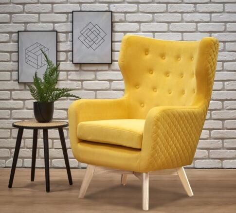 Кресло HALMAR MARVEL желтый/натуральный