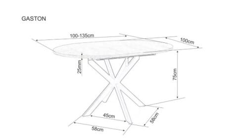 Стол обеденный SIGNAL GASTON дуб артизан/черный 100-135/100