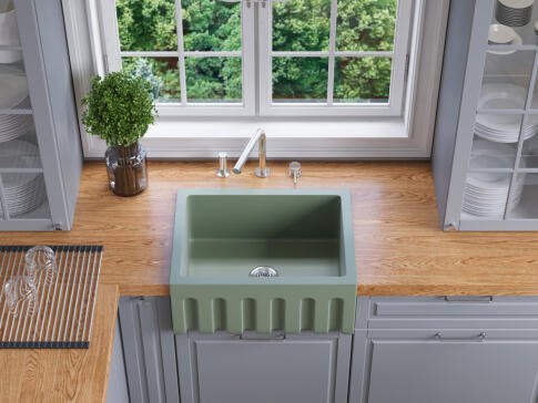 Кухонная мойка из керамики Omoikiri Mikura 61-OL Natceramic/olive