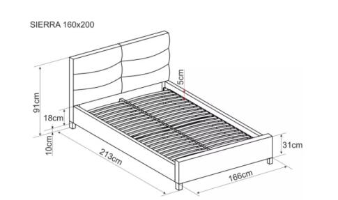 Кровать SIGNAL SIERRA Velvet Bluvel 28 бежевый/дуб 160/200