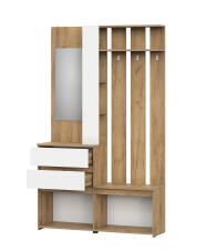 Вешалка NN Мебель (МС Некст К) Дуб Золотой/Белый, с зеркалом