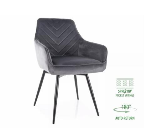 Стул SIGNAL SERVIO Velvet Bluvel 14 серый/черный, поворотный
