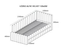 Кровать SIGNAL ALFIE Velvet Bluvel 14 темно-серый, 120/200