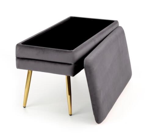 Скамья HALMAR VELVA серый/золотой