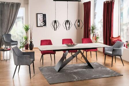 Стол обеденный SIGNAL WESTIN III Ceramic белый мрамор/черный мат 180-260/90