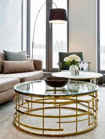 Стол журнальный SIGNAL LIVIA прозрачный/золотой, d80