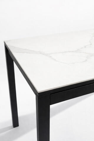 Стол ВВР Брайтон керамика, раздвижной белый/черный 89-119/69