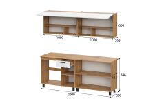 Кухонный гарнитур NN Мебель "Монако K" Серия 2 (2,0 м) Дуб Золотой/Белый матовый/Дуб Вотан