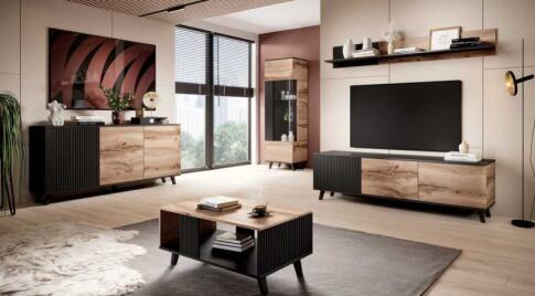 Тумба под теле/видео аппаратуру HALMAR RANDOM RTV-2 дуб вотан/черный