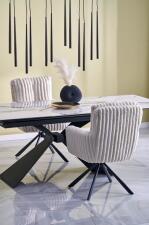 Стол обеденный HALMAR LUCIANO белый мрамор/черный 180-230/90