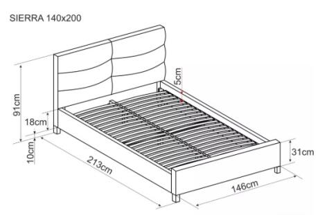 Кровать SIGNAL SIERRA Velvet Bluvel 28 бежевый/дуб, 140/200