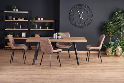 Стол обеденный HALMAR BERLIN орех/черный 160-220/85