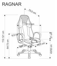 Кресло компьютерное HALMAR RAGNAR черный/голубой