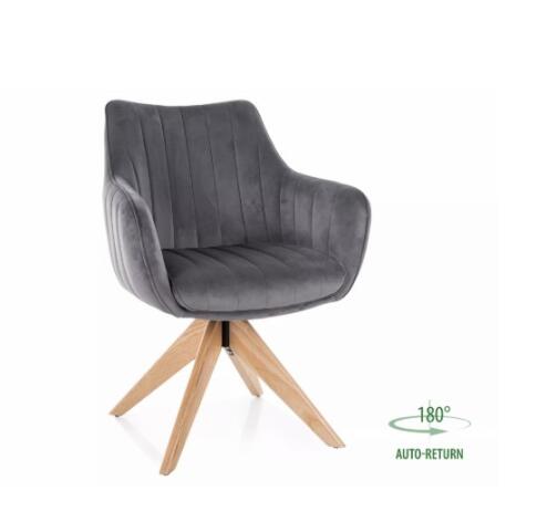 Стул SIGNAL AZALIA D Velvet Bluvel 14 серый/дуб, поворотный