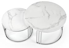Комплект HALMAR MERCURY 2 (2 стола журнальных) белый мрамор/серебристый