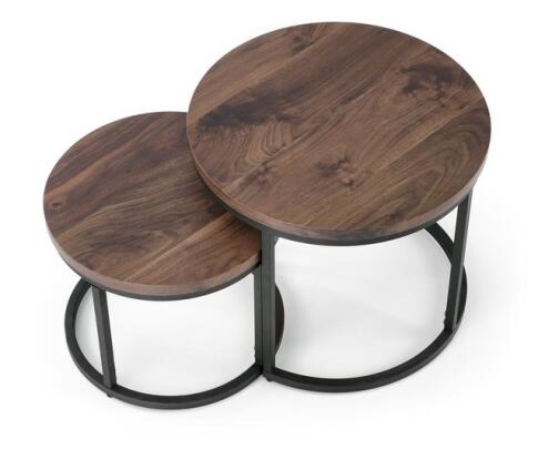 Комплект HALMAR OREO (2 стола журнальных) ореховый/черный