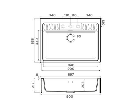 Кухонная мойка Omoikiri Kinokawa 90-GB Artceramic/графит