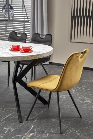 Стол обеденный HALMAR PERONI белый мрамор/черный 100-250/100