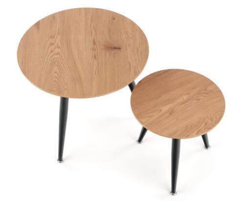 Комплект HALMAR MENTONA 2  (2 стола журнальных) дуб золотой/черный, 40/41 и 59/48