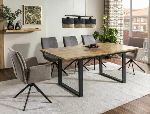 Стол обеденный SIGNAL UMBERTO II дуб артизан/черный 160-240/90