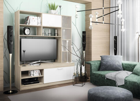 Гостиная ДСВ (МС Софи) №1 СЦС 1400.1 Сонома/Белый