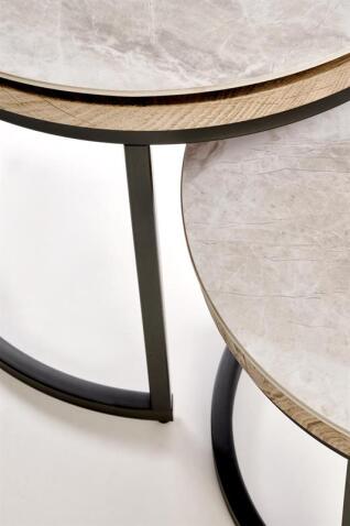 Комплект HALMAR ITAKA (2 стола журнальных) серый мрамор/графит