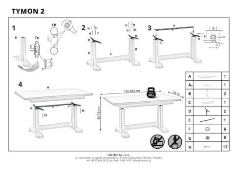 Стол-трансформер HALMAR TYMON 2 темный орех