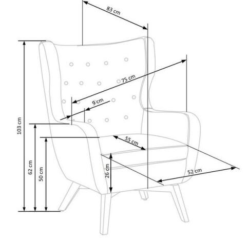 Кресло HALMAR MARVEL желтый/натуральный