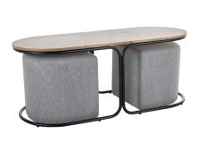 Комплект SIGNAL DUAL (стол журнальный + 2 пуфа) дуб артизан/черный/серый