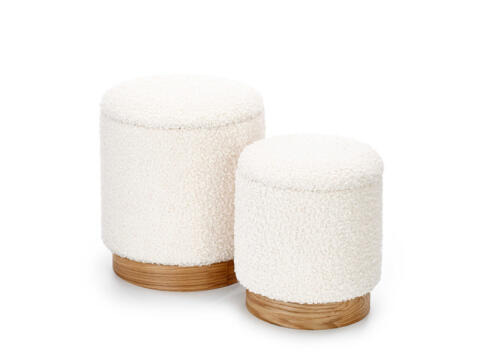 Комплект HALMAR CANCUN (2 пуфа) кремовый/натуральный