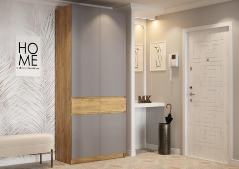 Шкаф МК Стиль БОСТОН ШК-001 ЛДСП дуб крафт золотой/серый шифер