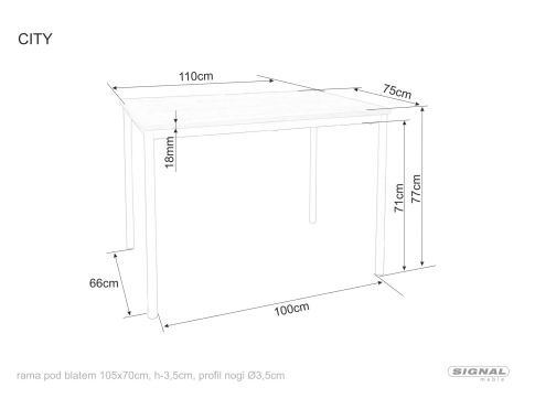 Стол обеденный SIGNAL CITY дуб артизан/черный 110/75