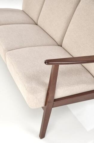 Диван HALMAR MILANO 3S tap. Castel 15 бежевый/орех