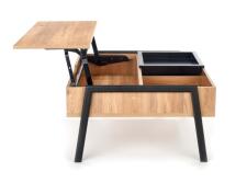 Стол журнальный HALMAR PODIUM натуральный/черный, 85/80/43-64