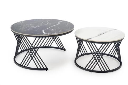 Комплект HALMAR FLAMINGO (2 стола журнальных) черный мрамор/белый мрамор/черный