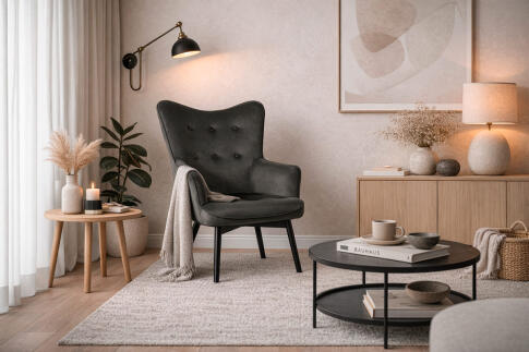 Кресло SIGNAL CARMEN Velvet Bluvel 19 черный/черный мат